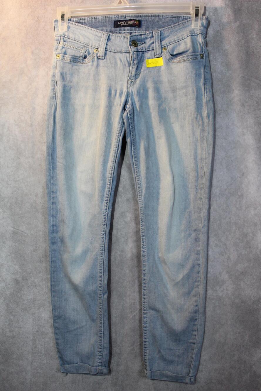 Levi's Jeans Womens 29 Blue Light Wash Skinny Cuffed Slim Denim 32 Inseam